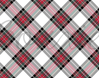 Red, white and green royal stewart tartan plaid wrapping paper sheets Christmas gift wrap large design GW1859