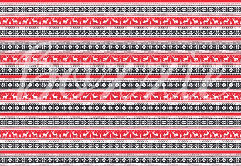 Red and black Nordic reindeer sweater wrapping paper sheets Christmas gift wrap GW3612