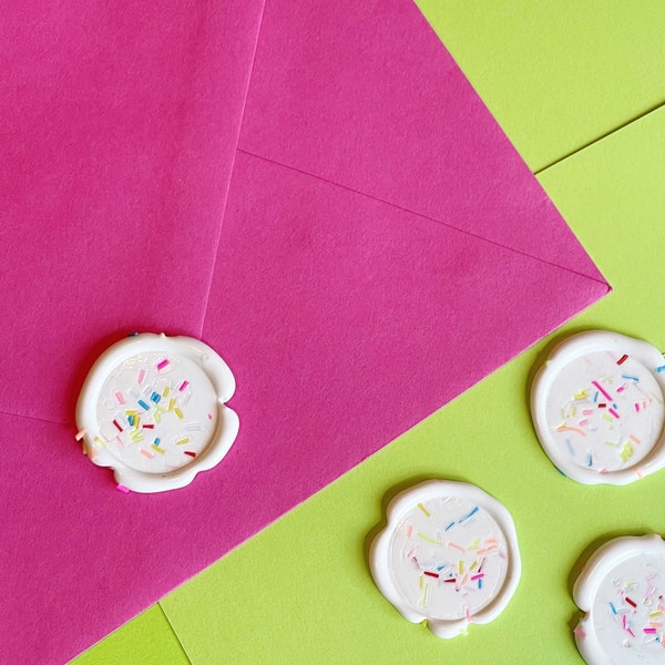 Sprinkles Confetti Wax Seal Stamp with Sticker / Birthday Cake Bachelorette Baby Bridal Shower Wedding Party Invitation