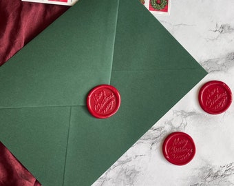 Red Merry Christmas Wax Seal Stamp with Sticker / Christmas Card Party Invitation Santa Letter