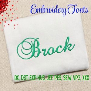 Ausverkauf! Brock Skript Schriftart Stickerei Schriften 3 Größe Instant Download 9 Formate Stickerei Muster Maschine Stickerei Design PES BX Schriftarten