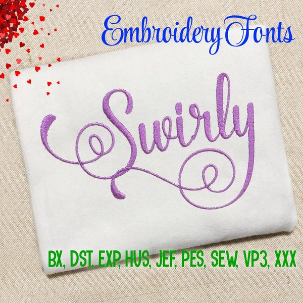 SALE! Swirly Font Embroidery Fonts 5 Sizes Set 3 Instant Download 9 Formats Embroidery Pattern Machine Embroidery design PES BX Fonts