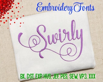 SALE! Swirly Font Embroidery Fonts 5 Sizes Set 3 Instant Download 9 Formats Embroidery Pattern Machine Embroidery design PES BX Fonts