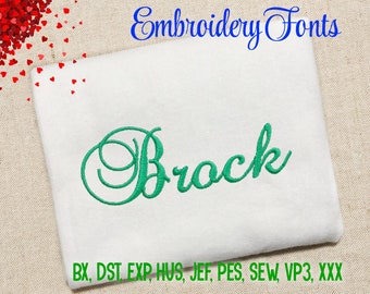 SALE! Brock Script Font Embroidery Fonts 3 size Instant Download 9 Formats Embroidery Pattern Machine Embroidery design PES BX fonts