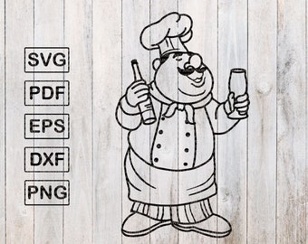 Chef SVG カッティング ファイル Papa SVG Cricut および Cameo 用の SVG ファイル Silhouette dxf eps png SVG クリップアート カット ファイル