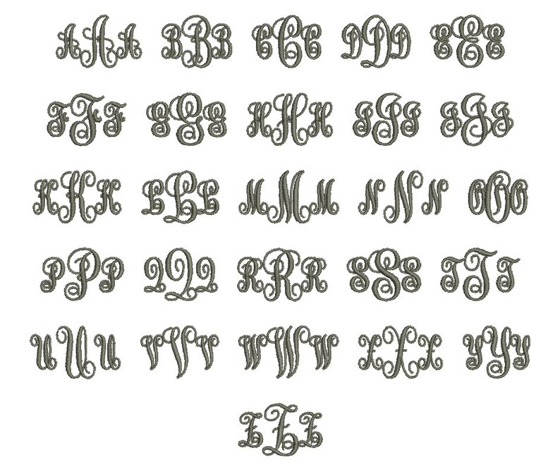 SALE ! 3 Sizes Interlocking Monogram Font Embroidery Fonts 9 Formats ...