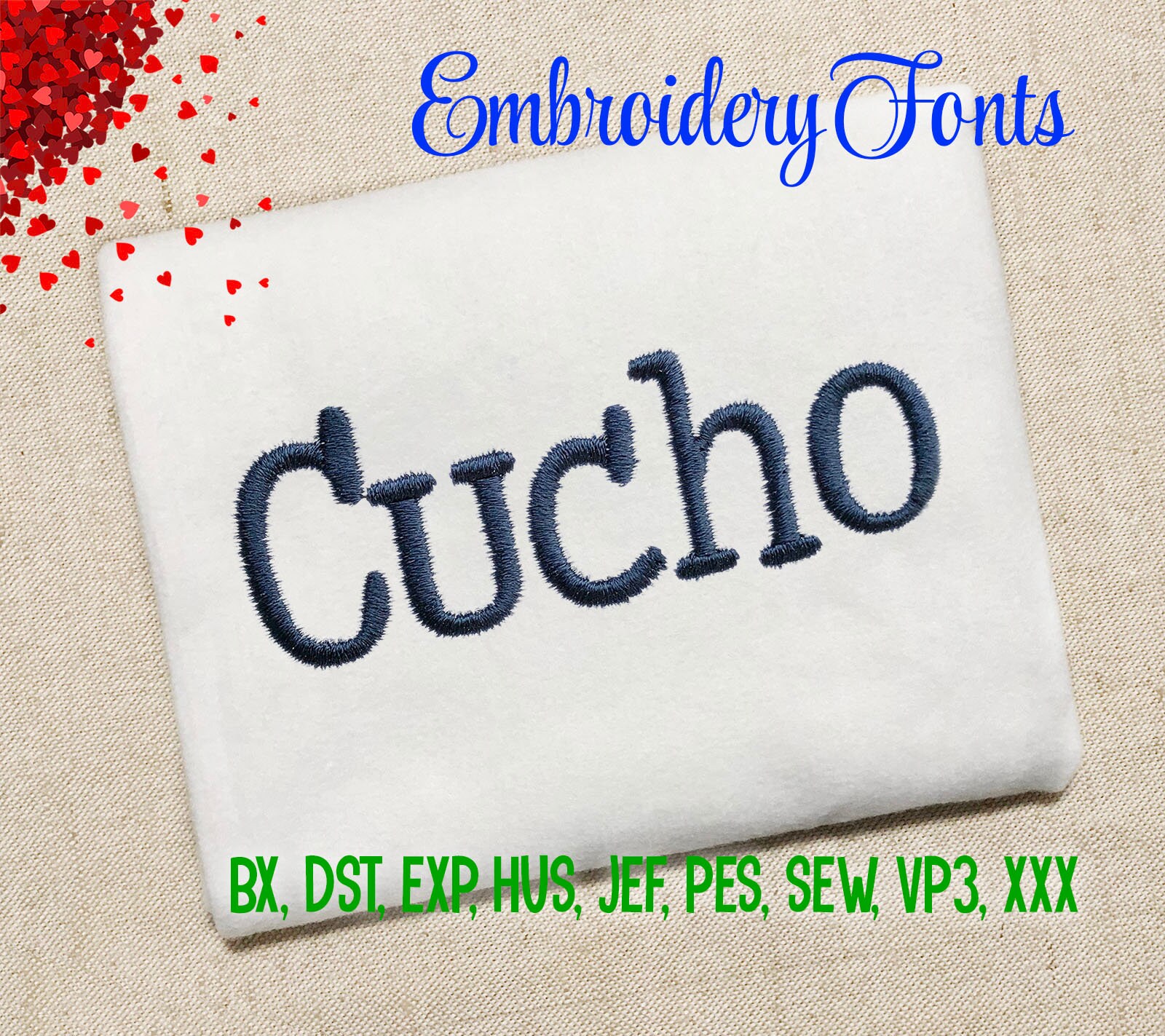 SALE Cucho Font Embroidery Fonts 6 Sizes Instant Download 9 Formats