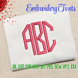 SALE ! 3 Sizes Octagon Monogram Font Embroidery Fonts 9 Formats Embroidery Pattern Machine Embroidery Design PES BX Fonts