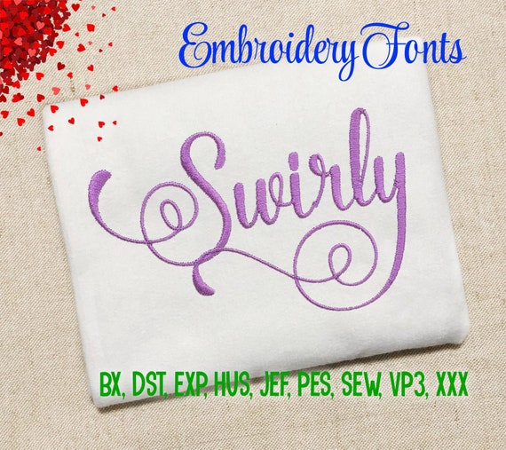 SALE! Swirly Font Embroidery Fonts 5 Sizes Set 3 Instant Download 9 Formats Embroidery Pattern Machine Embroidery design PES BX Fonts
