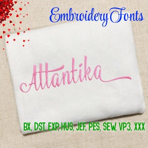 SALE ! 5 size Atlantika Script font Set 2 Embroidery Fonts 9 Formats Instant Download  Embroidery Pattern Machine Embroidery design PES BX