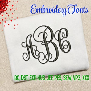 SALE ! 3 Sizes Interlocking Monogram Font Embroidery Fonts 9 Formats Embroidery Pattern Machine Embroidery Design PES BX Fonts
