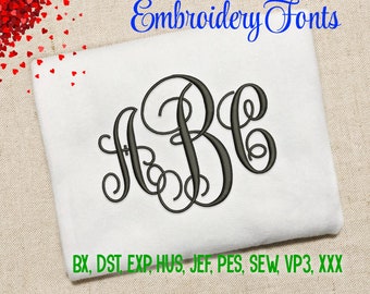 Ausverkauf! 3 Größen interlocking Monogramm Schrift Stickerei Schriftarten 9 Formate Stickerei Muster Maschine Stickerei Design PES BX Schriften