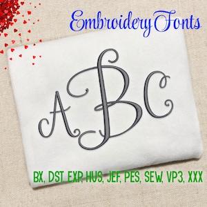 SALE ! 3 Sizes Stylish Monogram Font Embroidery Fonts 9 Formats Embroidery Pattern Machine Embroidery Design PES BX Fonts