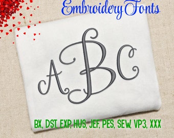 SALE ! 3 Sizes Stylish Monogram Font Embroidery Fonts 9 Formats Embroidery Pattern Machine Embroidery Design PES BX Fonts