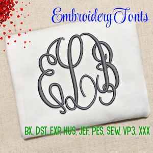 SALE ! 3 Sizes Fancy Monogram Font Embroidery Fonts 9 Formats Embroidery Pattern Machine Embroidery Design PES BX Fonts