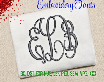 SALE ! 3 Sizes Fancy Monogram Font Embroidery Fonts 9 Formats Embroidery Pattern Machine Embroidery Design PES BX Fonts