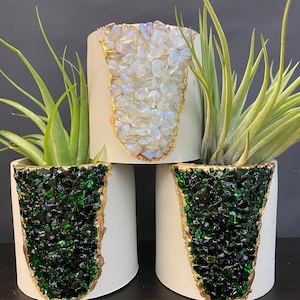 Crystal Inspired Planter | Cement Geode Pot | Air Plant Holder | Cactus Pot | Geode Planter | Makeup Brush Holder