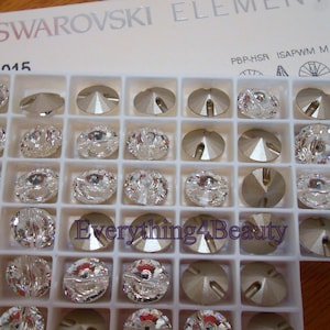 Round  Buttons Genuine Swarovski Elements Crystal Sew on upholstery Model 3015 Clear Crystal and A.B.  * sizes  Point back crystal foiled
