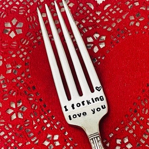 I Forking Love You, Vintage Stamped Fork, Personalized Fork, Birthday Gift Him, Anniversary Present, Funny Fork