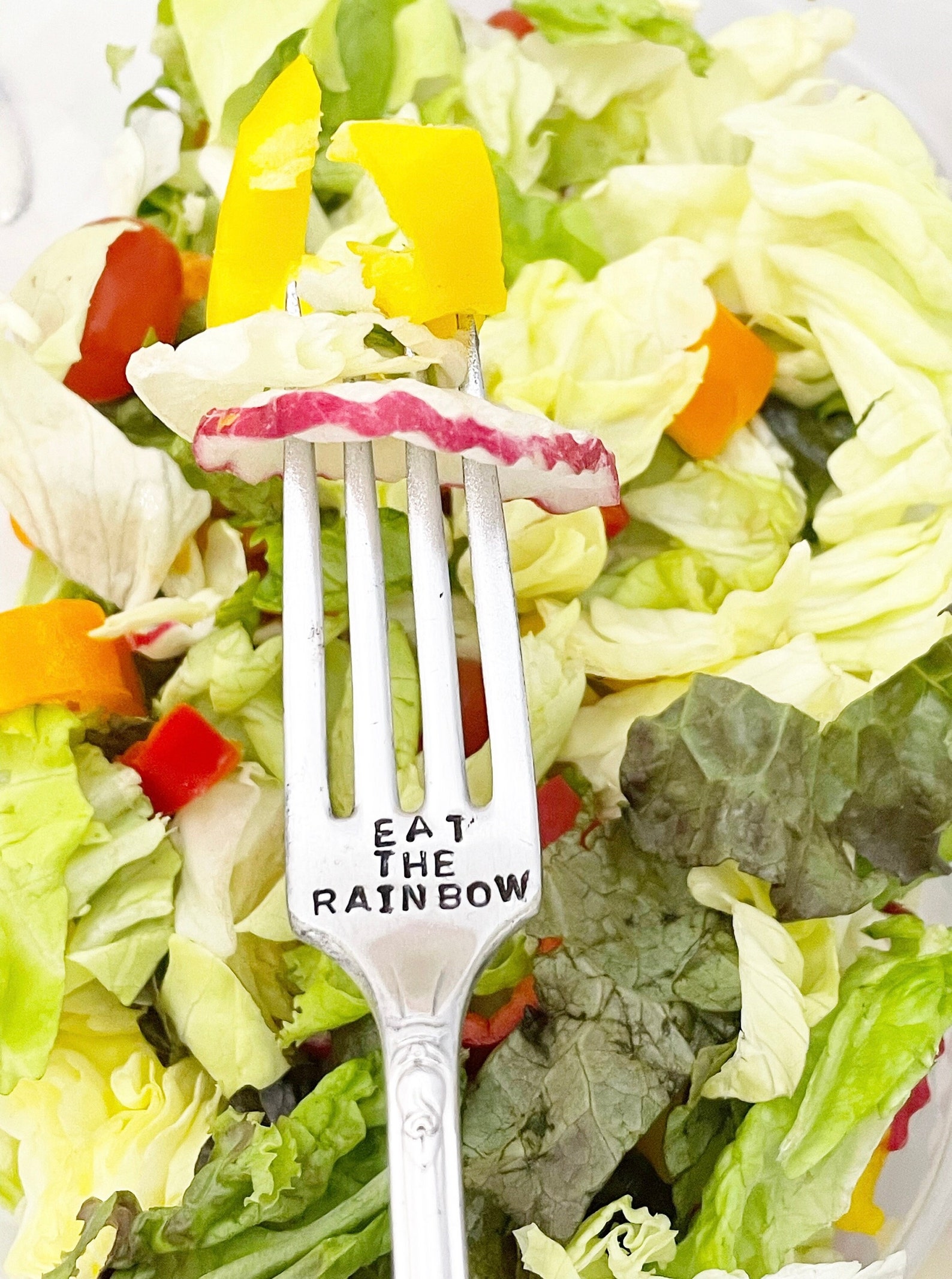 Eat The Rainbow Stamped Fork, Eat Healthy Fork, Nourish to Flourish, Foodie Gift