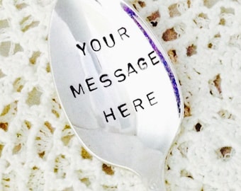 Customized Stamped Spoon, Spoon With Your Message, Personalized Gift, Your Text Here Spoon