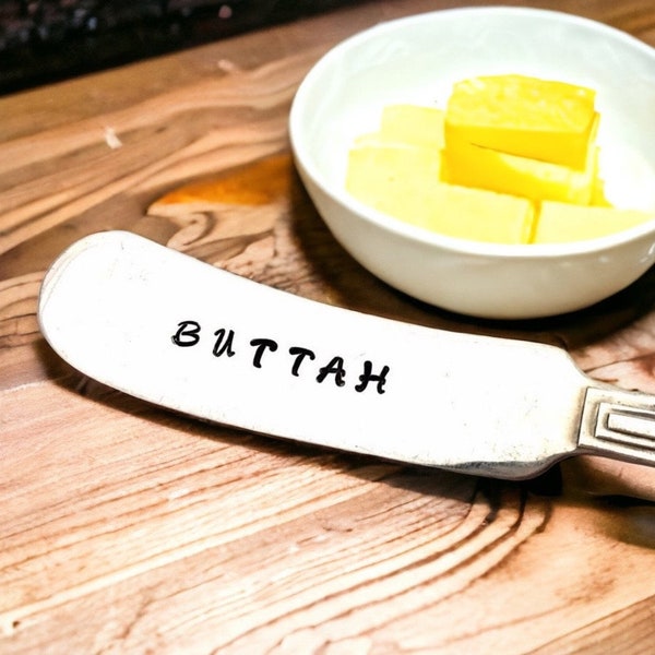 Buttah Knife, Hostess Gift, Stamped Butter Knife