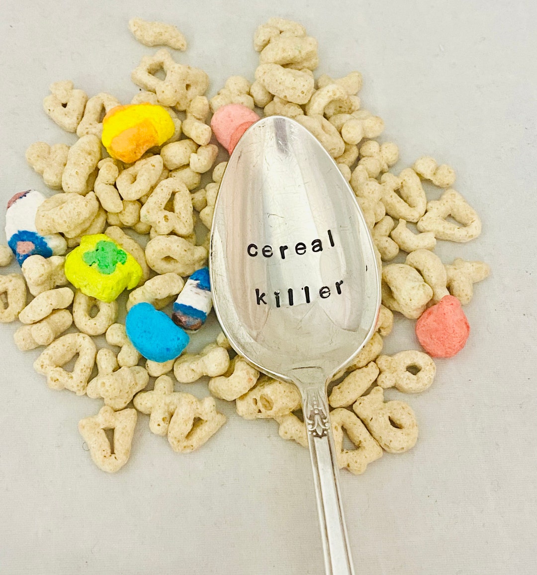 Cereal Killer Spoon, Gift for Cereal Lover, Humerous Cereal Spoon, Stamped Vintage Cereal Spoon