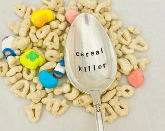 Cereal Killer Spoon, Gift for Cereal Lover, Humerous Cereal Spoon, Stamped Vintage Cereal Spoon