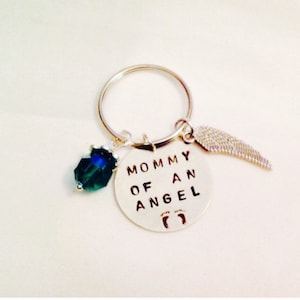 Mommy Of An Angel, Daddy Of An Angel, Remembrance Keepsake, Loss Of Child Memorial Hand Stamped Keychain