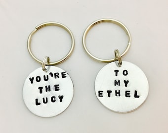 Lucy and Ethel Key Chains, Best Friends Gift, Sisters Gift,  Mother Daughter Key Chains, Partner In Crime Key Chains
