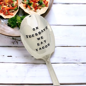 On Tuesdays We Eat Tacos, Taco Tuesday Spoon, Hostess Gift, Funny Foodie, Salsa Spoon, Guac Spoon
