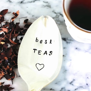 Best Teas, Best Friend, Besties Gift, Hand Stamped Vintage Silverware Spoon, Gift For Friend