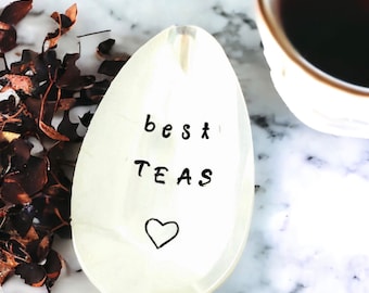 Best Teas, Best Friend, Besties Gift, Hand Stamped Vintage Silverware Spoon, Gift For Friend