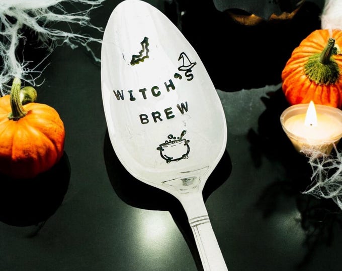 Witches Brew Stamped Spoon. Coffee Spoon For Her, Halloween Decor, Halloween Spoon