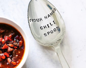 Personalisierter Chili-Löffel, individuell gestempelter Löffel, Geschenk für Chili-Liebhaber