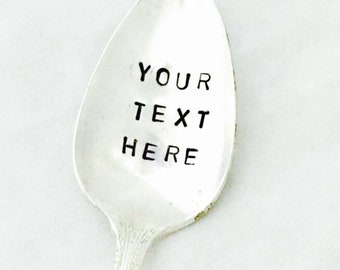Customized Stamped Spoon, Your Message On Spoon, Personalized Gift, Stamped Vintage Spoon