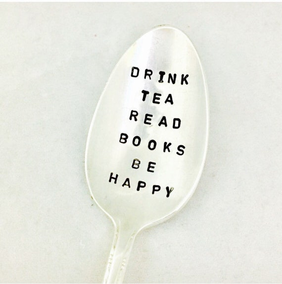 Vintage Hand Stamped Teaspoon Tea Time *Unique Gift*Funny Gift*Tea Drinker*Personalized Gift*Stamped Teaspoon*Tea Lover*