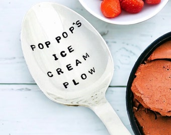 Pop Pop’s  Ice Cream Plow Spoon, Personalized Ice Cream Spoon, Gift For Him, Gift for Grandfather, Pop Pop’s Spoon