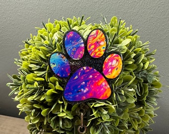 Rainbow Paw Print | Retractable Acrylic Badge Reel | Nurse Gift