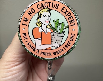 Especialista em Cactos | Porta-crachá retrátil | Presente para Enfermeira