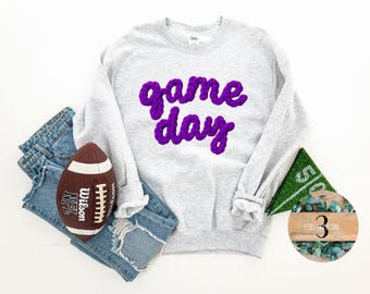 Game Day Sweatshirt: Purple Graphic Tee, Football Fan Apparel