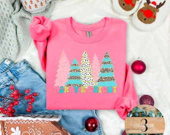 Youth Adult Sizes Merry and Bright Christmas Shirt