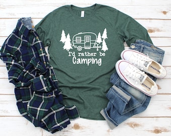 Adult Unisex  I&#39;d Rather Be Camping Shirt