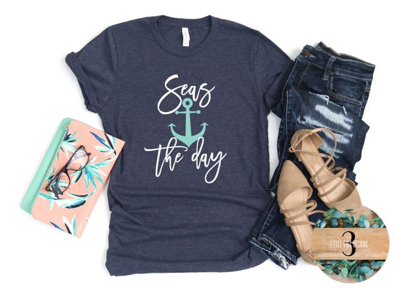 Seas The Day Anchor Nautical Boat Cruise Distressed T Shirt Seas The Day Anchor Nautical Boat Cruise Distressed T Shirt