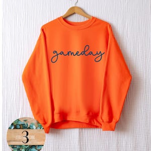 Orange Gameday Sweatshirt: Royal Blue Vinyl, Soft Cotton Blend