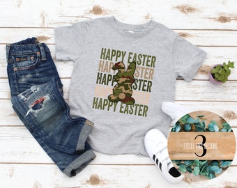 Camo Bunny Happy Easter Boys Infant Toddler Youth