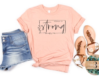 Strong Joshua 1:9 Christian Uterine Cancer Shirt