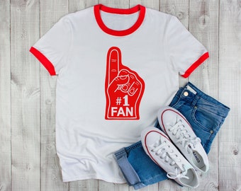 Red and White #1 Fan Foam Finger Shirt