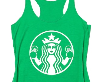 Starbuff Coffee Strong Tri-blend Tank Top. Workout Tank. Drink Some Coffee. But First Coffee. Funny Workout. Fitness Tank. Gym Tank.