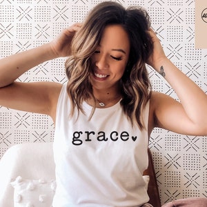 Workout Tank. GRACE Tank Top. Saved By Grace. Christian Shirt. Fueled By Jesus. Fitness Tank. Inspiration. Love Jesus